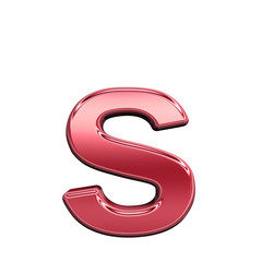 One lower case letter from shiny red alphabet set, isolated on white. Computer generated 3D photo rendering.