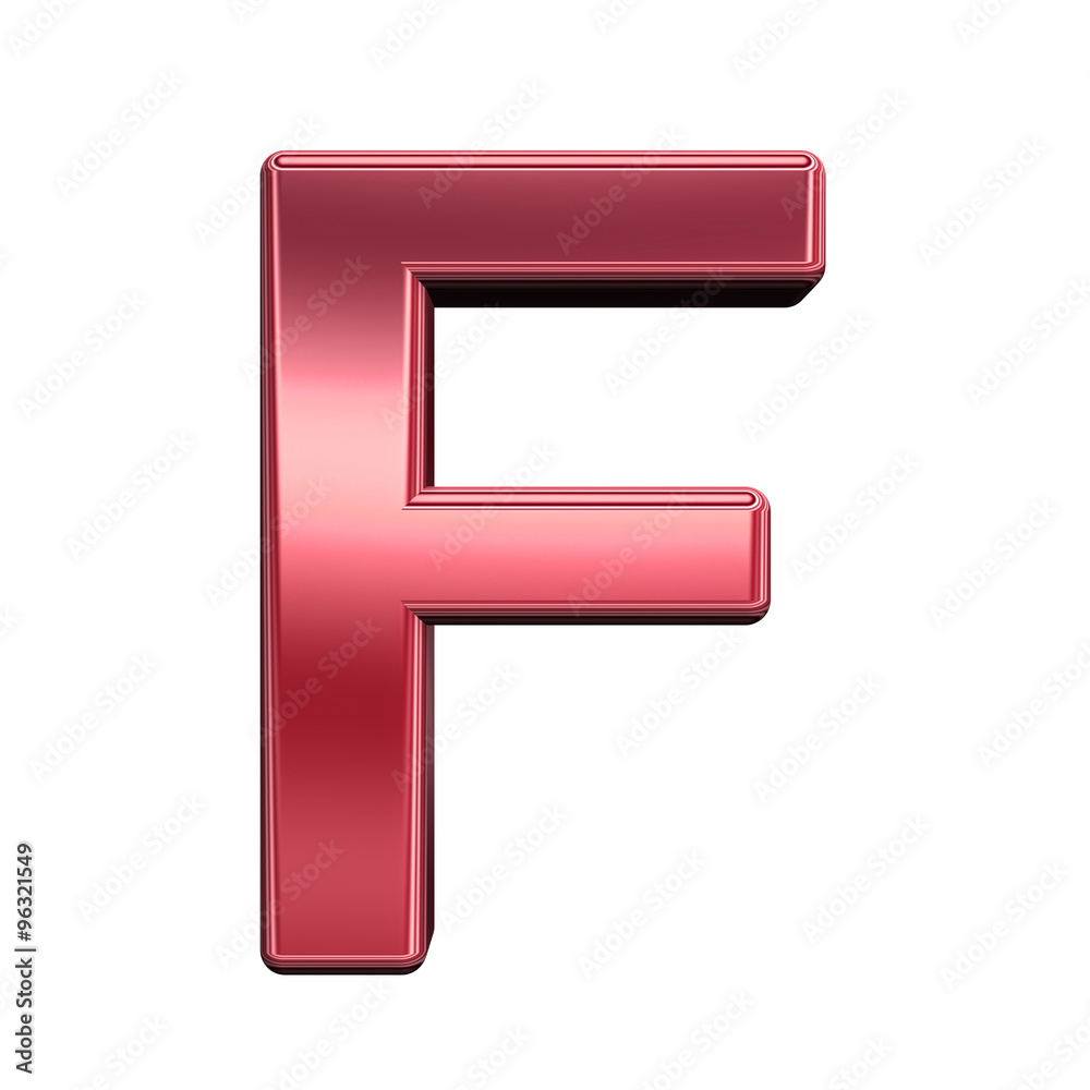 Fototapete one letter from shiny red alphabet set, isolated on white. computer generated 3d photo rendering.