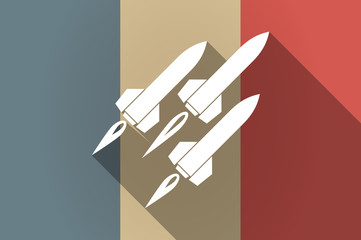 Long shadow flag of France vector icon with missiles