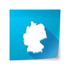 Long shadow vector sticky note icon with  a map of Germany