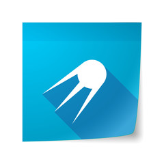 Long shadow vector sticky note icon with a vintage satellite