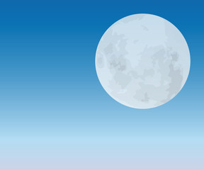 Full moon blue sky background