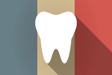 Long shadow flag of France vector icon with a tooth