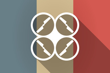 Long shadow flag of France vector icon with a drone