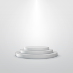 empty white stage podium. 