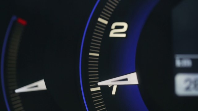 Tachometer metering video blue glowing