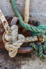 Fototapeta na wymiar Harbor with mooring with rings and rope