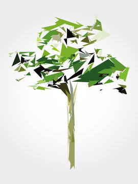 Low polygon green tree isolated