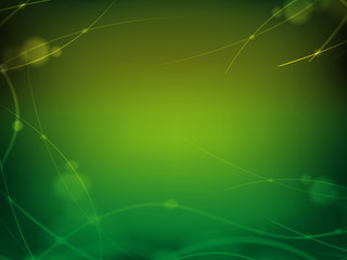 Abstract green background with lines and bokeh