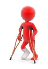 Man and Crutches (clipping path included)