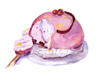 Hand painted pink pastry cake 