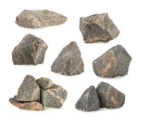 Granite stones, rocks set isolated on white background - Powered by Adobe