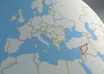 Planisfero mappa globo Europa, Siria medio oriente e Nord Africa