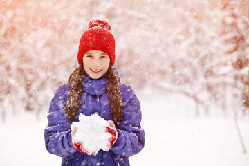 girl in the winter. teen outdoors