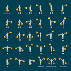 Semaphore Alphabet Icons Set