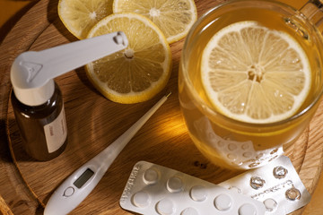 Cold season. A cup of hot tea  