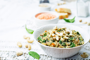 lentils mushroom spinach quinoa