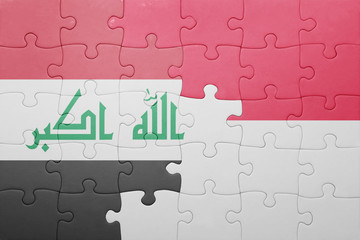 puzzle with the national flag of indonesia and iraq
