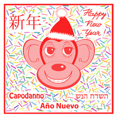 Stylish illustration of a monkey as a symbol of the new year on