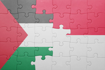 puzzle with the national flag of indonesia and palestine