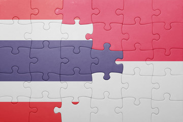 puzzle with the national flag of indonesia and thailand