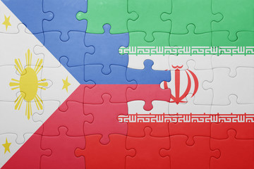 puzzle with the national flag of iran and philippines