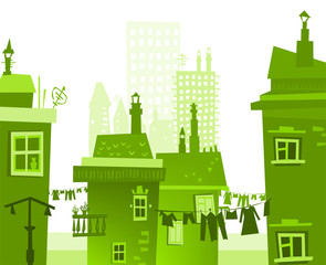 Fototapeta premium City street, abstract background with modern buildings made of paper