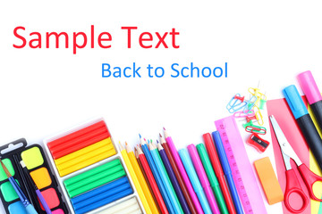Fototapeta premium colorful assortment school supplies isolated white background 