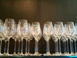 Crystal Wine Glasses on Shelf