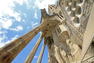 BARCELONA, CATALONIA, SPAIN - AUGUST 29, 2008: Passion facade of Sagrada Familia Temple, Barcelona,Catalonia, Spain