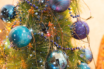 Obraz na płótnie Canvas Christmas and New Year Decoration. Christmas ball hanging on a C