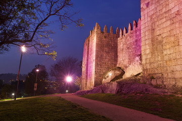 Guimaraes castle at sunset, north of Portugal