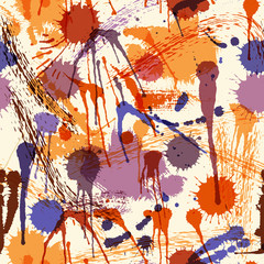 Abstract seamless pattern with colorful hand drawn blots