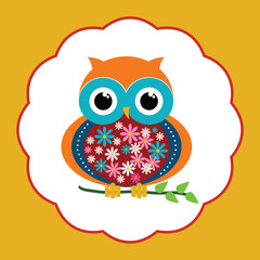 Cute cartoon owl in flat design for greeting card, invitation