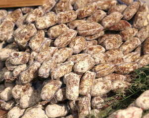 many salami and sausages called cacciatorino for sale