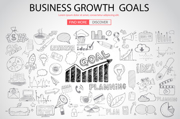 Obraz premium Business Growth Goals concet with Doodle design style