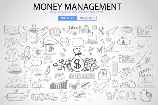 Money Management concept with Doodle design style