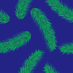 seamless vector pattern with green branches of fir