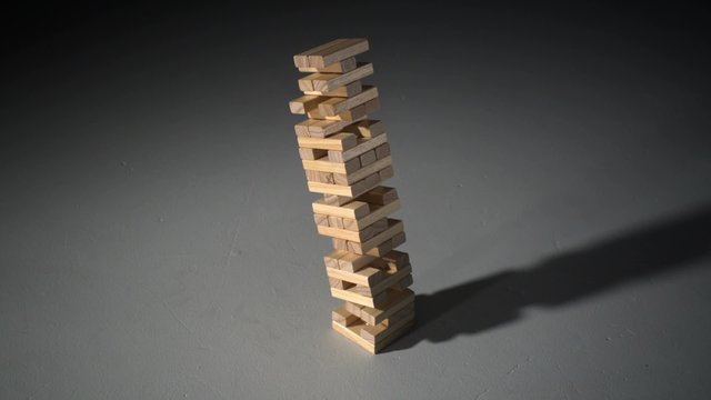 Block tower collapsing shooting with high speed camera, phantom flex.