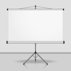 Presentation screen, blank whiteboard