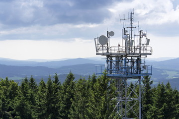 Transmitters and aerials on the telecommunication tower