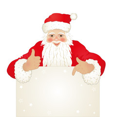 Santa Claus with billboard, 
Vector illustration, isolated on white background
