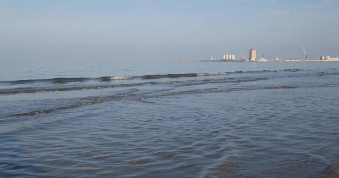 Beach marina and port in Italy, Barletta. 4k clip.