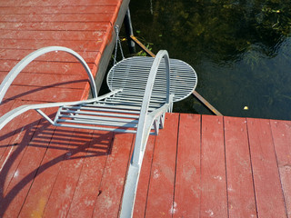 Footbridge and stairs to the water