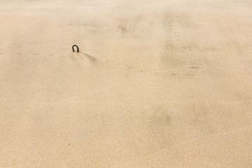 metal hook in sand
