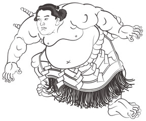 歌川国貞 相撲絵 不知火諾右エ門横綱土俵入之図のイメージイラスト