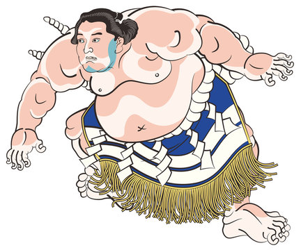 歌川国貞 相撲絵 不知火諾右エ門横綱土俵入之図のイメージイラスト Stock Vector Adobe Stock