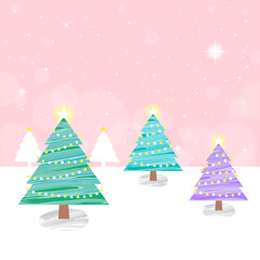 Cute Christmas tree-Pink Background