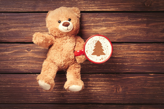  cappuccino and teddy bear toy