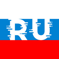 Russia RU sign icon. The national symbol of the Russia. Vector illustration in flat design style